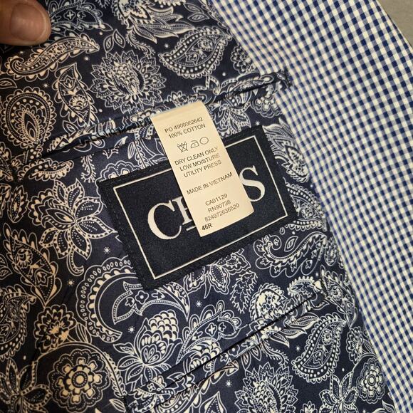 Chaps NWT Men's Blue & White Check Gingham 46R Jacket Cotton - Picture 6 of 9